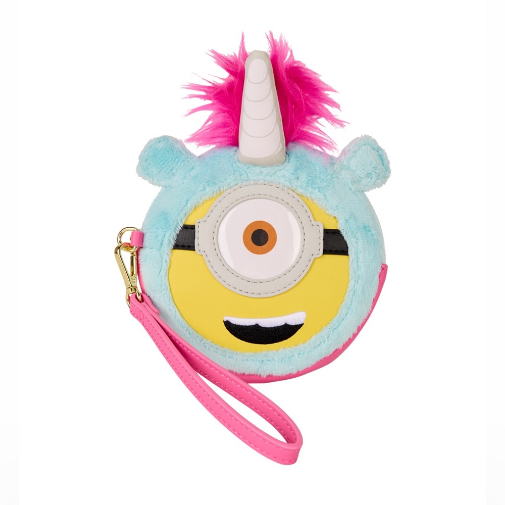 NWT Loungefly Minions Fluffy Unicorn Exclusive Costume Plush Wristlet Wallet